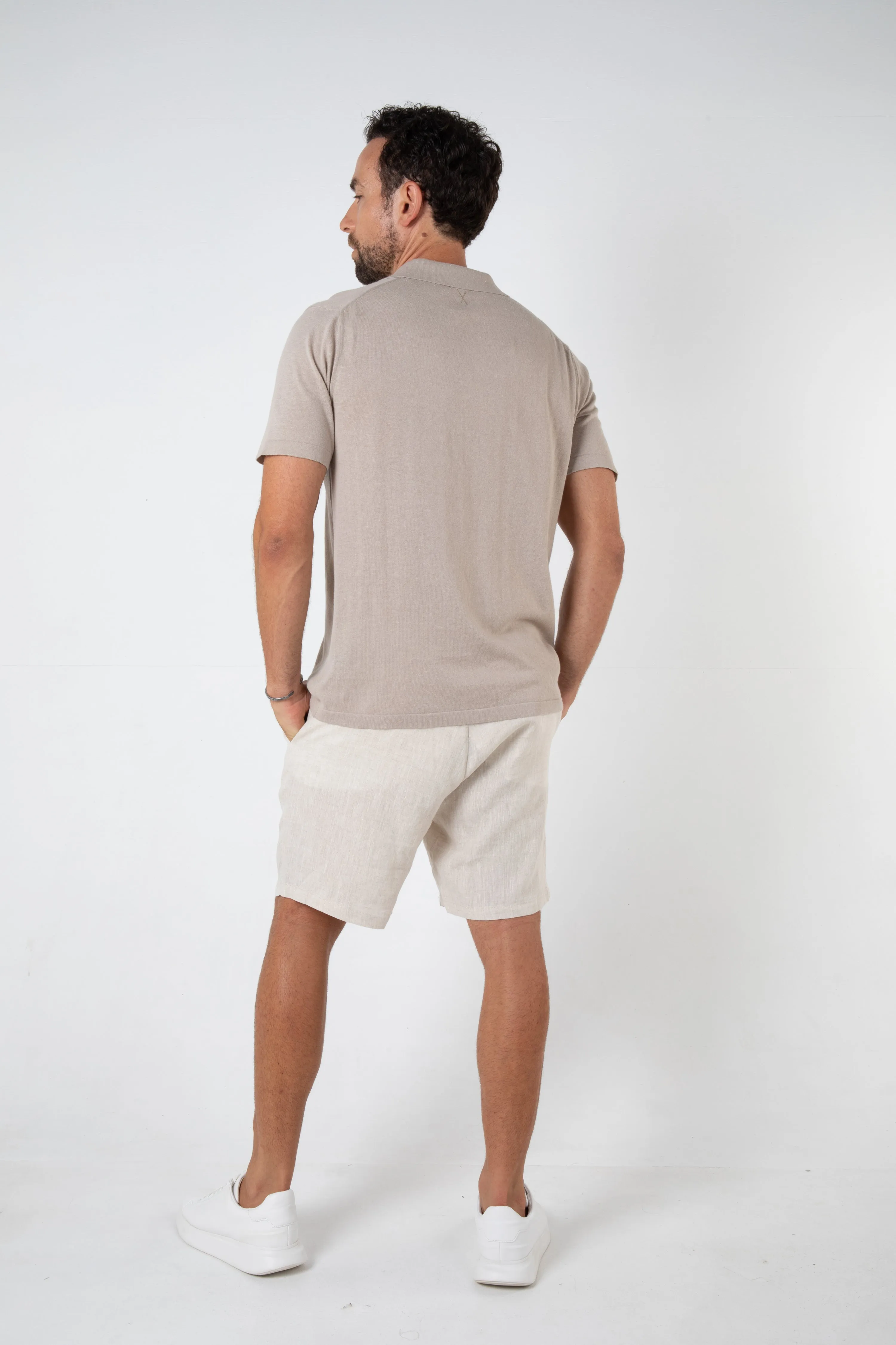 MAVERICK KNITTED POLO - SAND