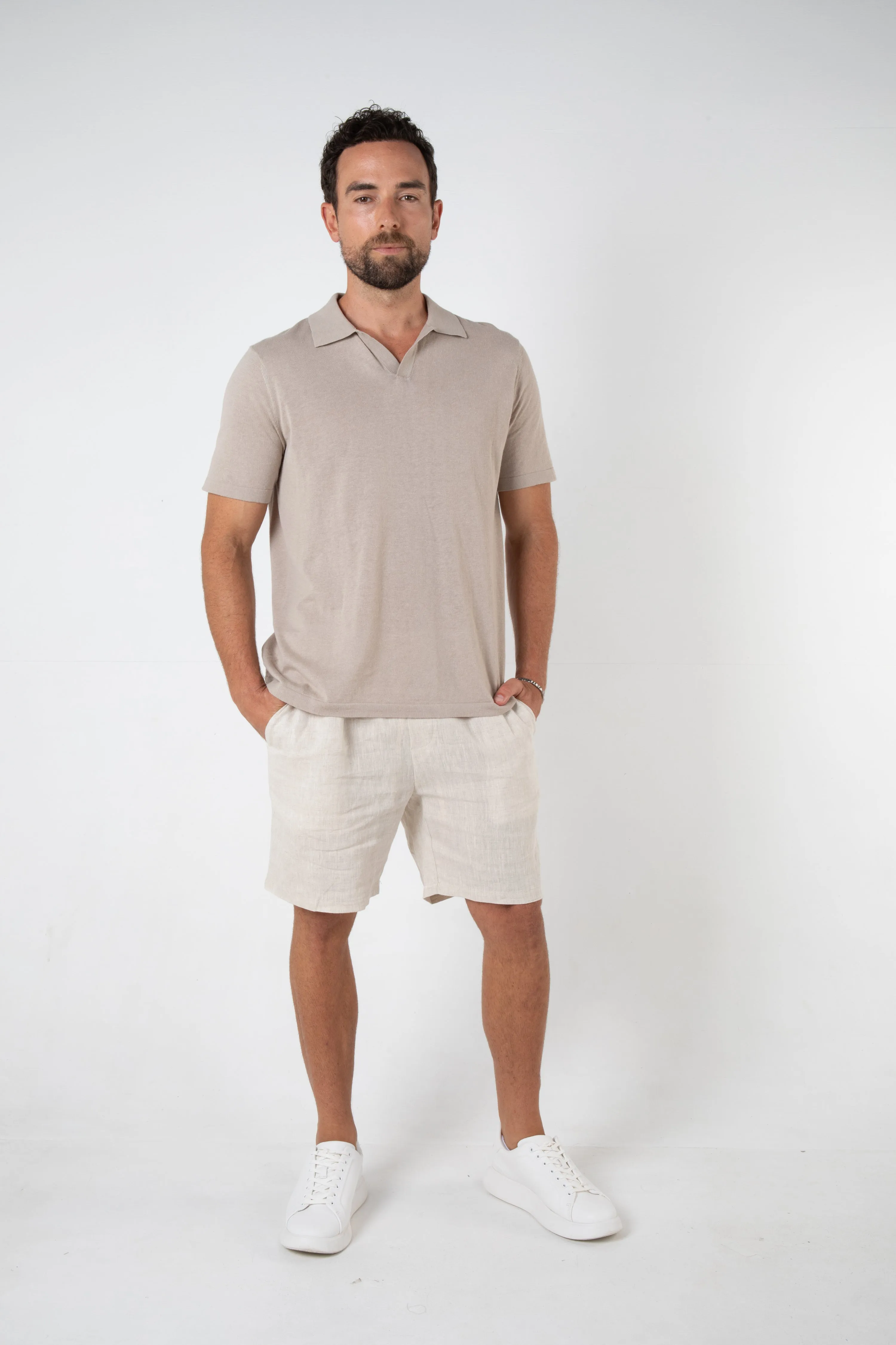 MAVERICK KNITTED POLO - SAND