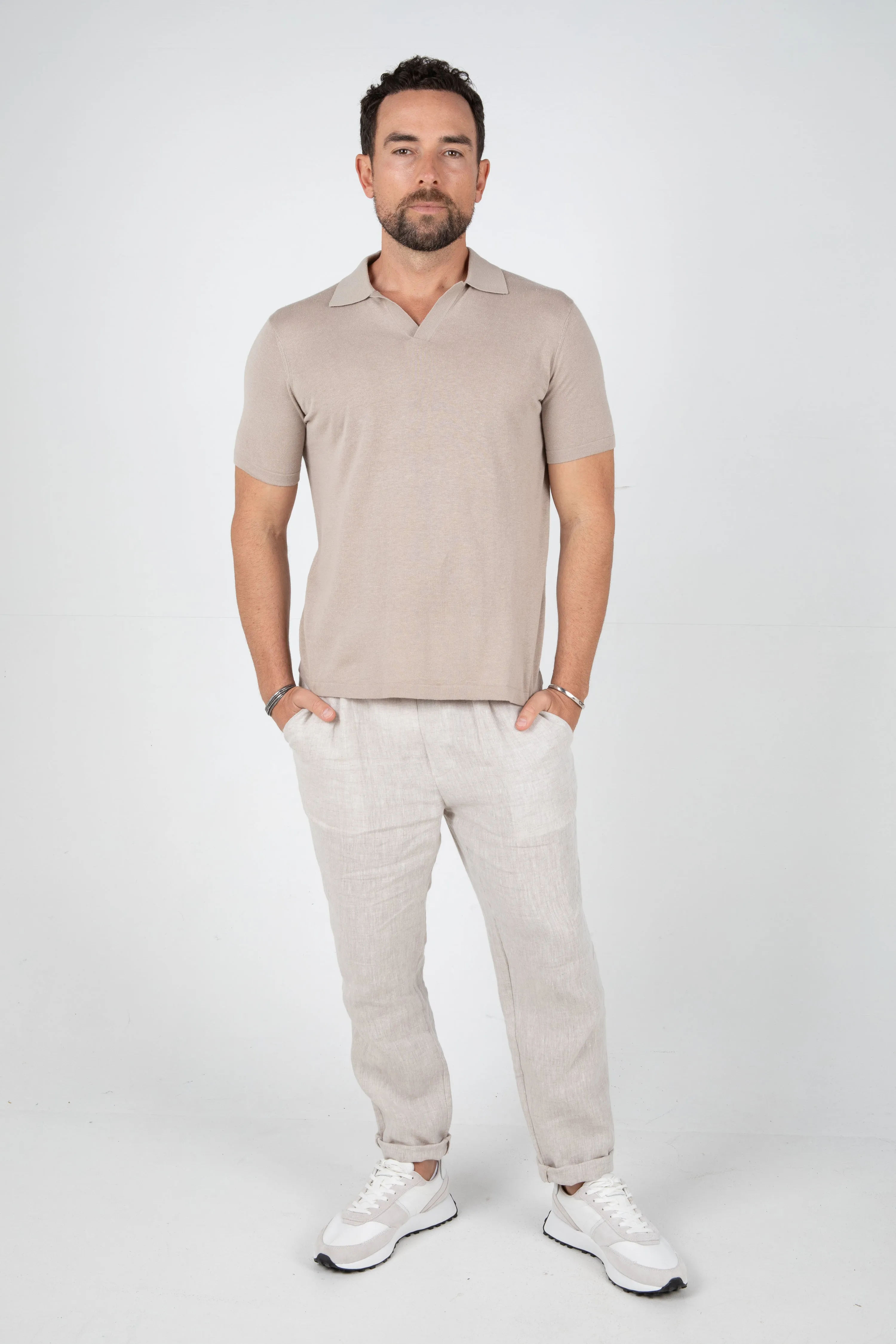 MAVERICK KNITTED POLO - SAND