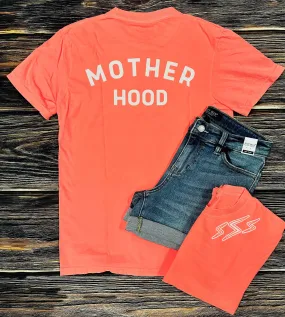 Neon Coral Red {MOTHERHOOD} Front   Back Crew Neck Tee