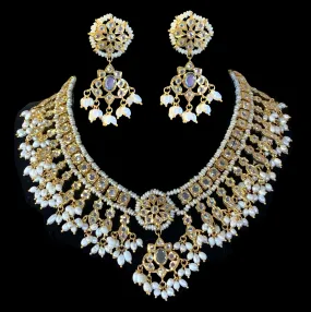 NS222 Kali hyderabadi necklace set in fresh water pearls (READY TO SHIP)     )