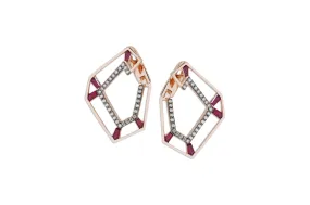 Origami Link no.5 Skeleton Ruby & Diamond Earrings Grande