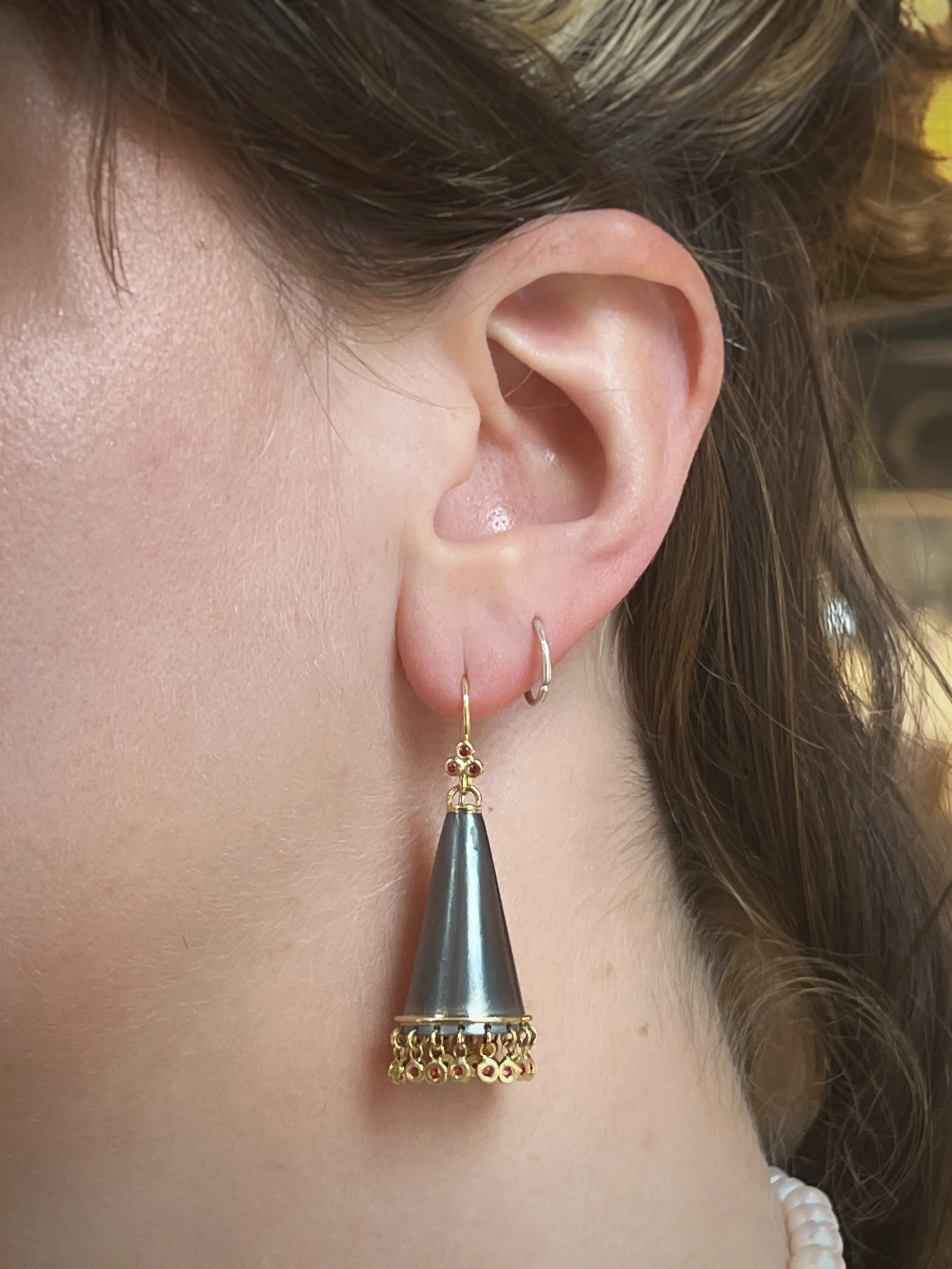 Padparadscha Sapphire Cone Earrings