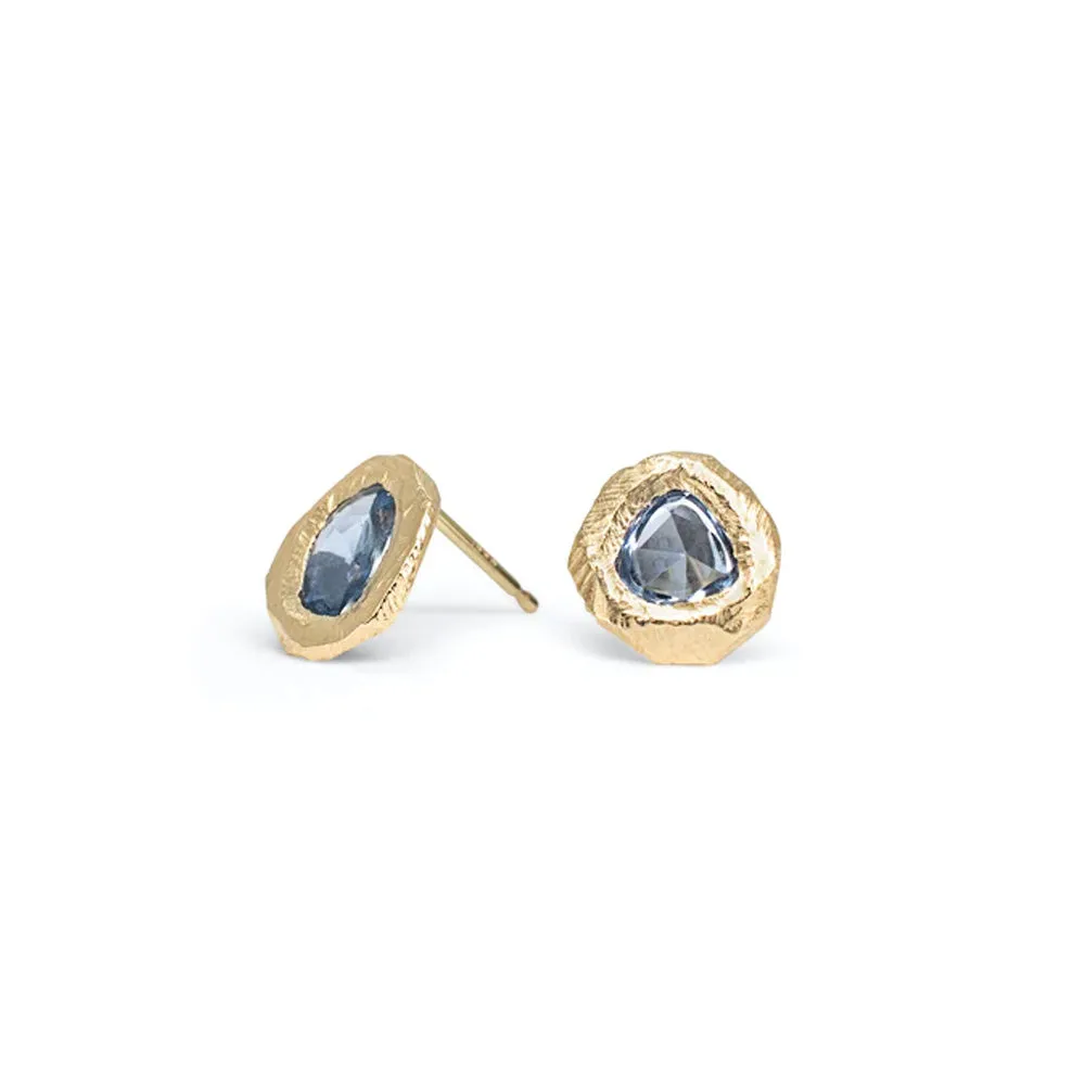 Page Sargisson 18K Freeform Stud Earring in Light Blue Sapphire