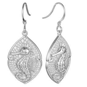 Pavé Magical Seahorse Mandorla Earrings