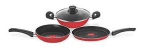 Pigeon Carlo Induction Base Aluminium Cookware Gift Set, 4-Pieces, Red