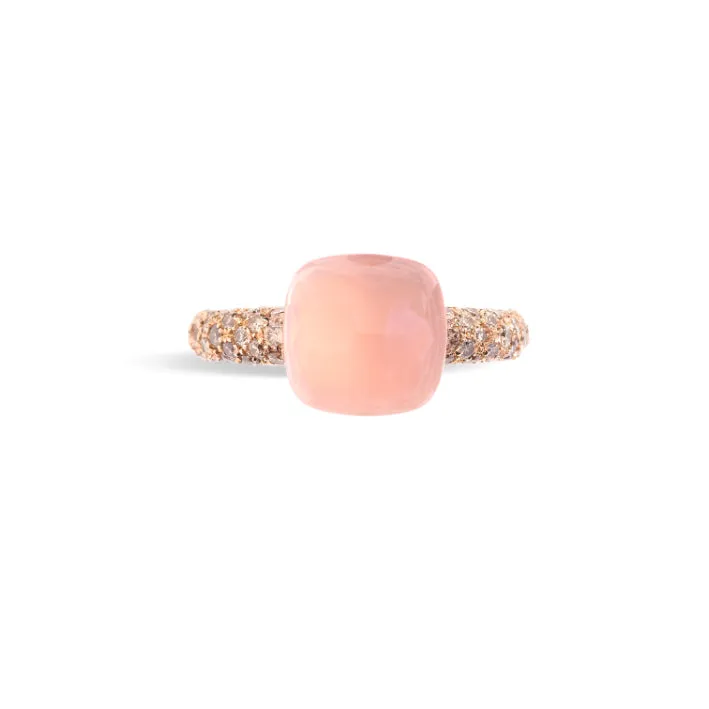 Pomellato - Nudo Classic - Stackable Ring with Rose Quartz and Brown Diamonds, 18k Rose Gold