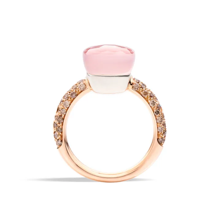 Pomellato - Nudo Classic - Stackable Ring with Rose Quartz and Brown Diamonds, 18k Rose Gold