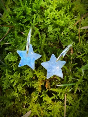 Rainbow Moonstone Star Hoops