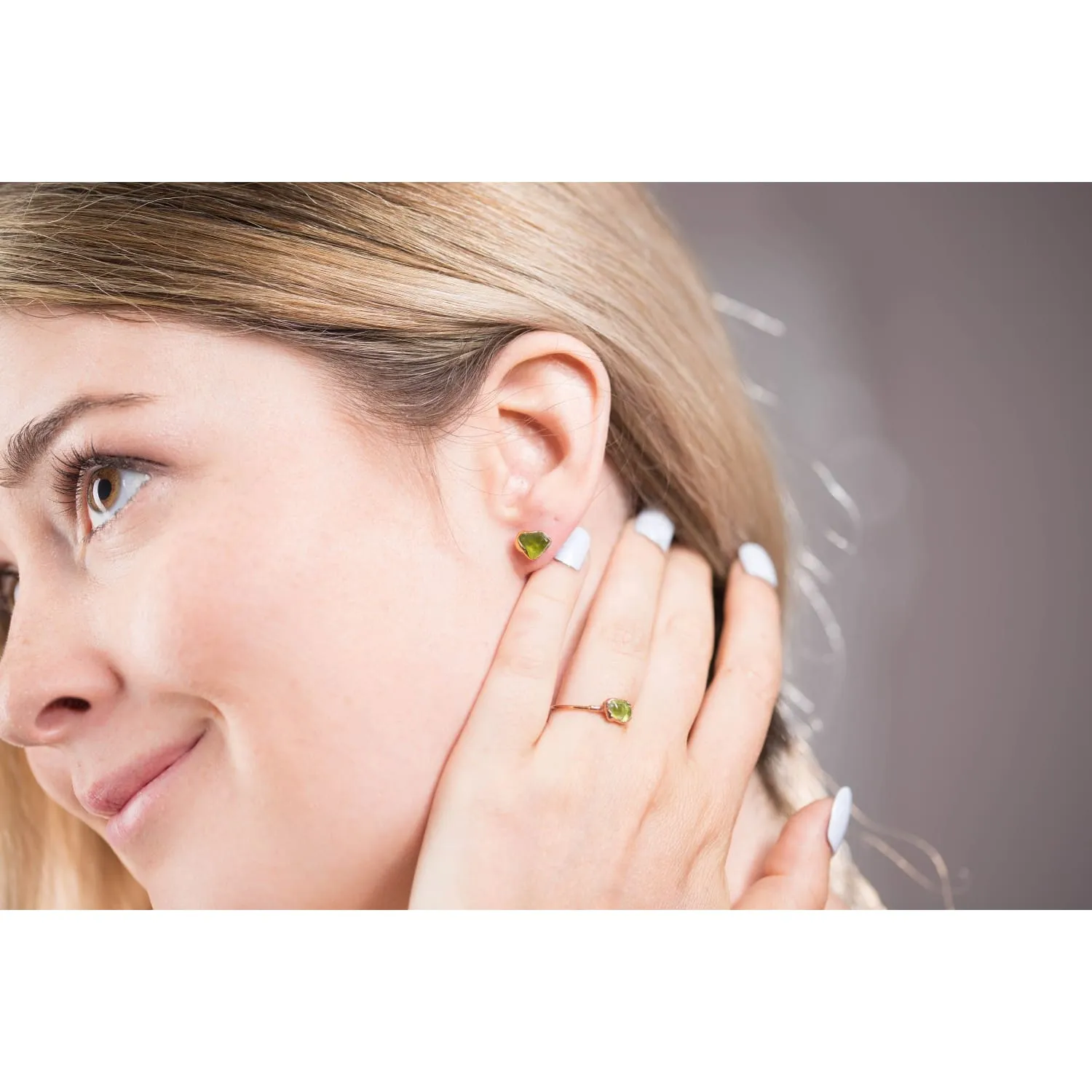 Raw Peridot Ring in Yellow Gold