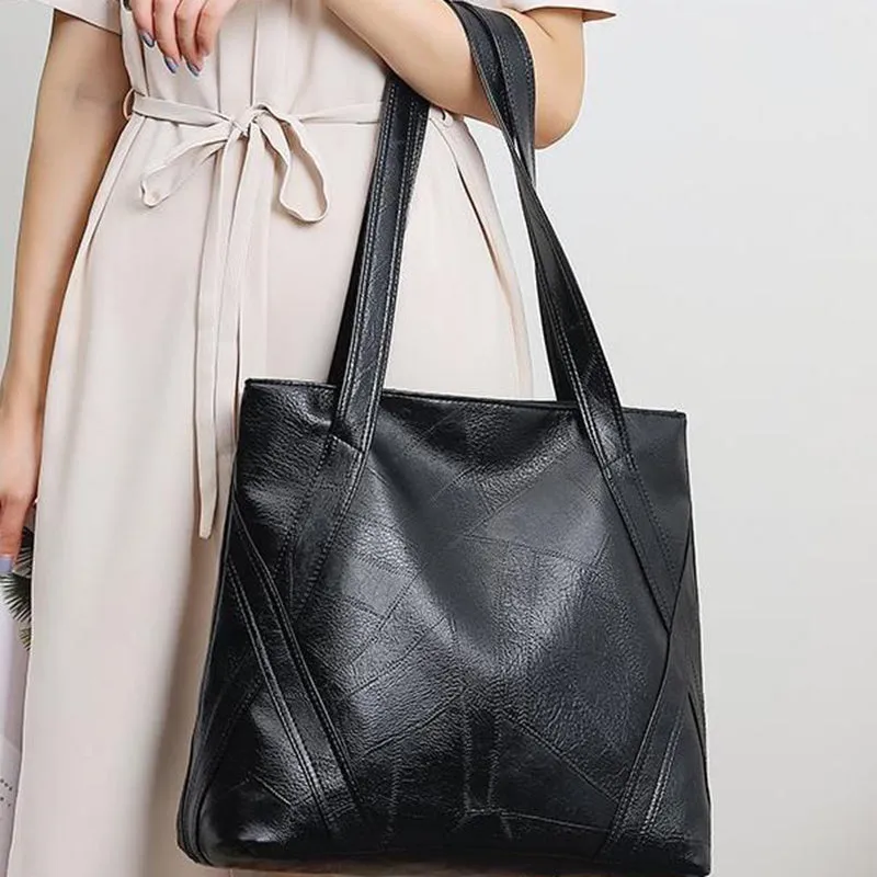 Retro Large Capacity PU Leather Tote Bag