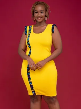 Salok Nitty Knee Length Dress - Yellow