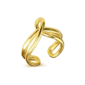 Silver Multi-Layered Twisted Irregular Lines Band Ring