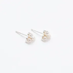 Silver Three Pearls Studs