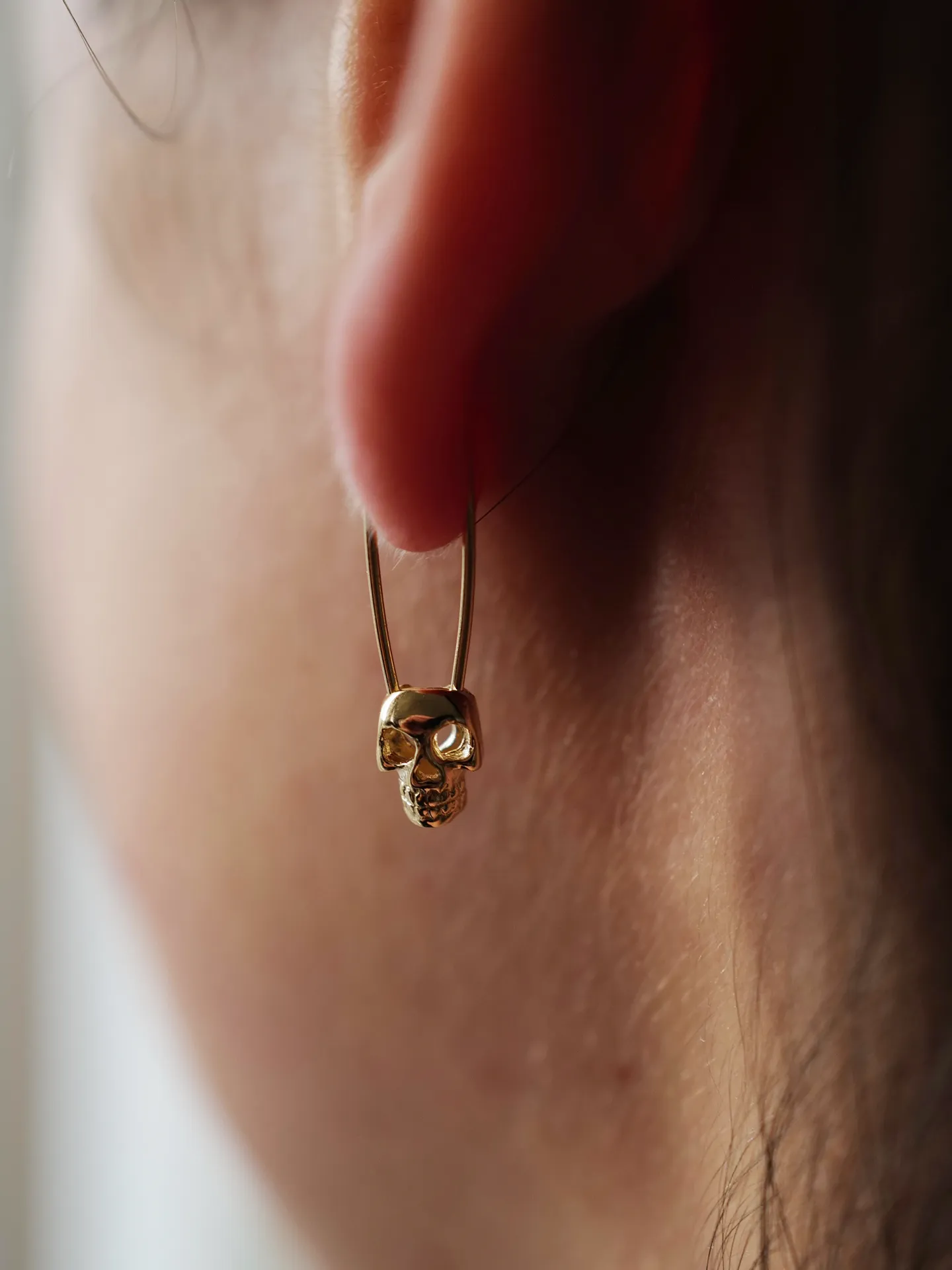 Skull Safety Pin Earring