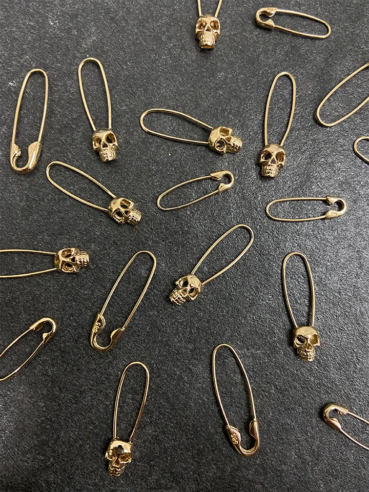 Skull Safety Pin Earring