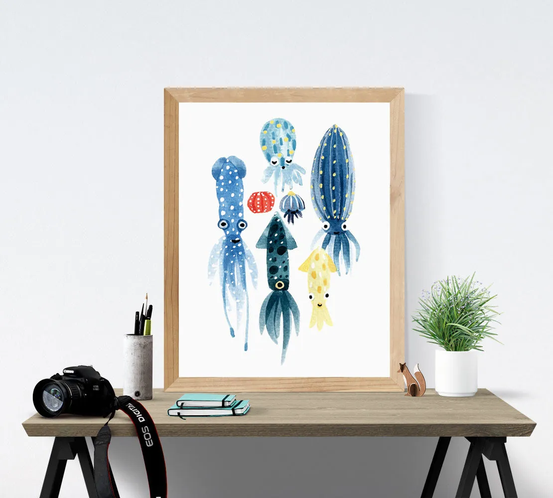 Squid Landscape Print