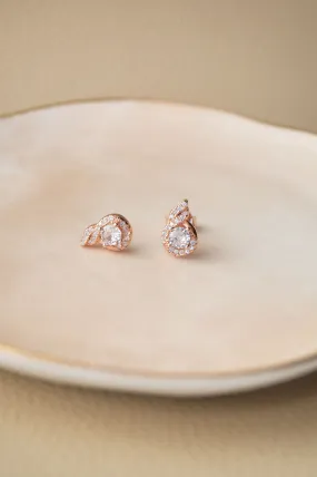 Stellar Solitaire Rose Gold Plated Sterling Silver Stud Earrings