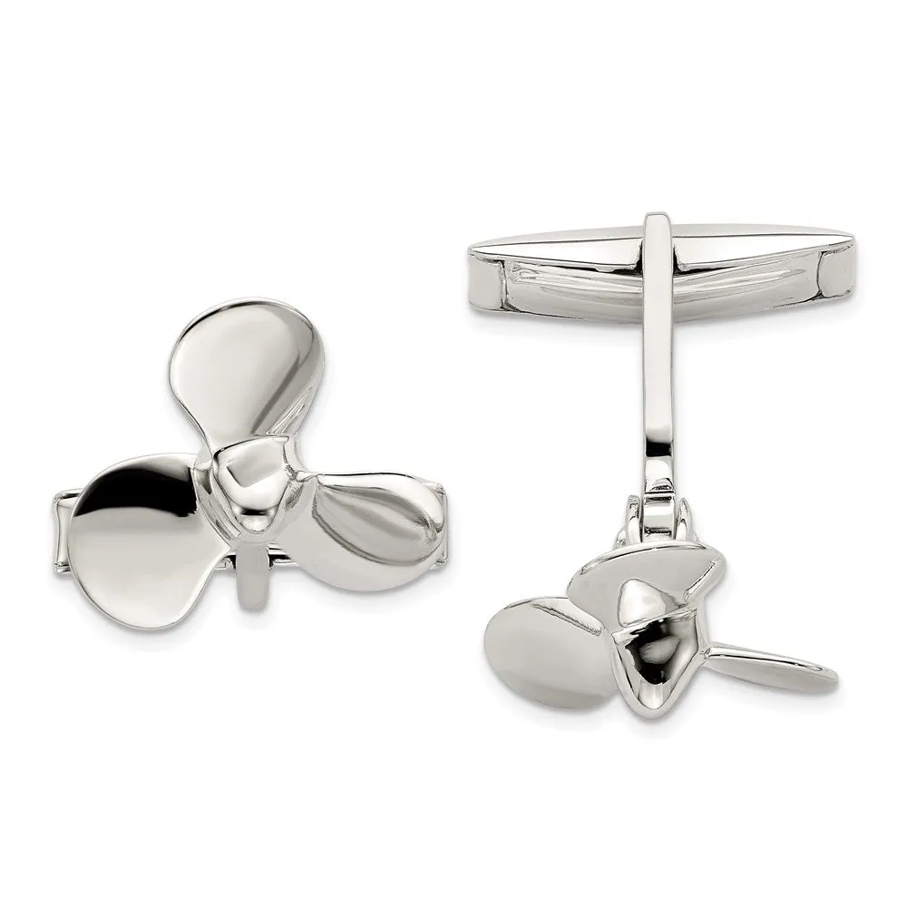 Sterling Silver Propeller Cuff Links