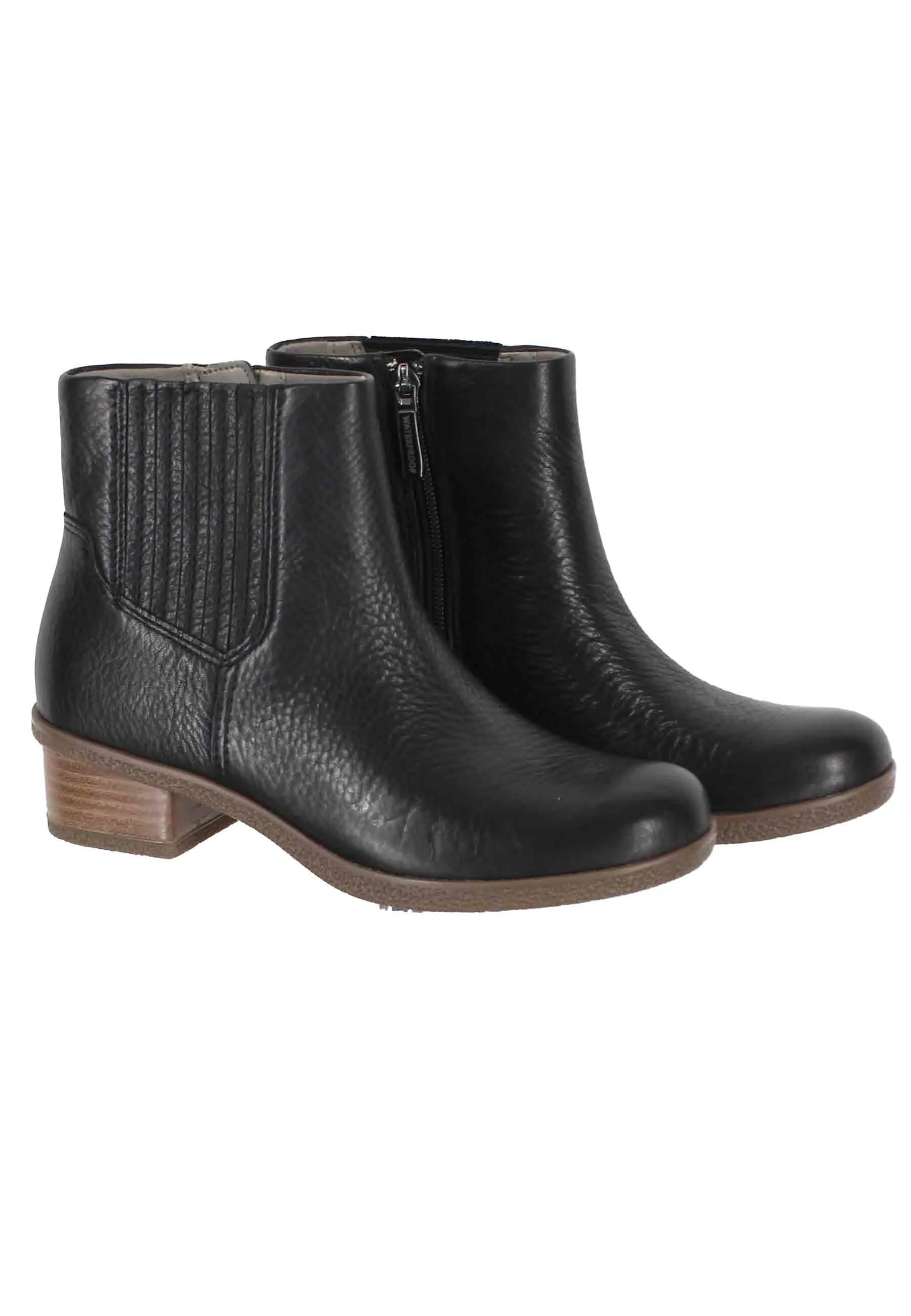 Stivaletti donna whaterproff in pelle nero con suola in gomma