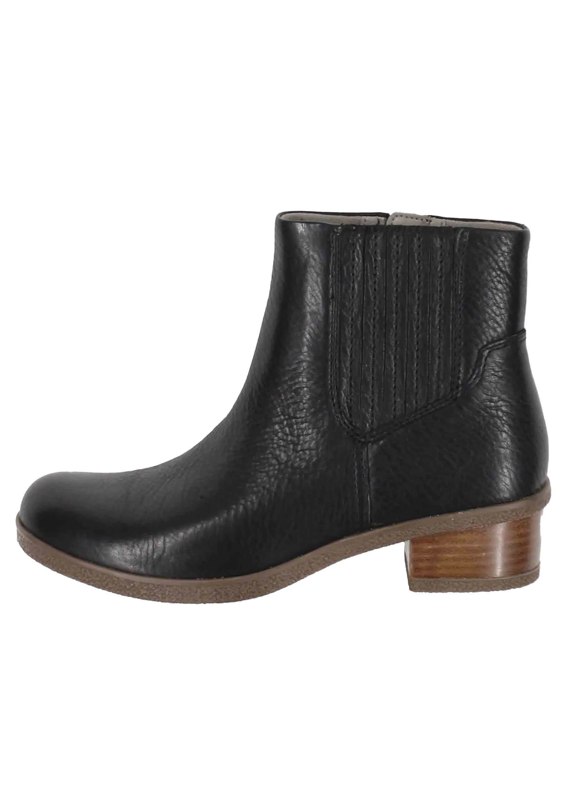 Stivaletti donna whaterproff in pelle nero con suola in gomma