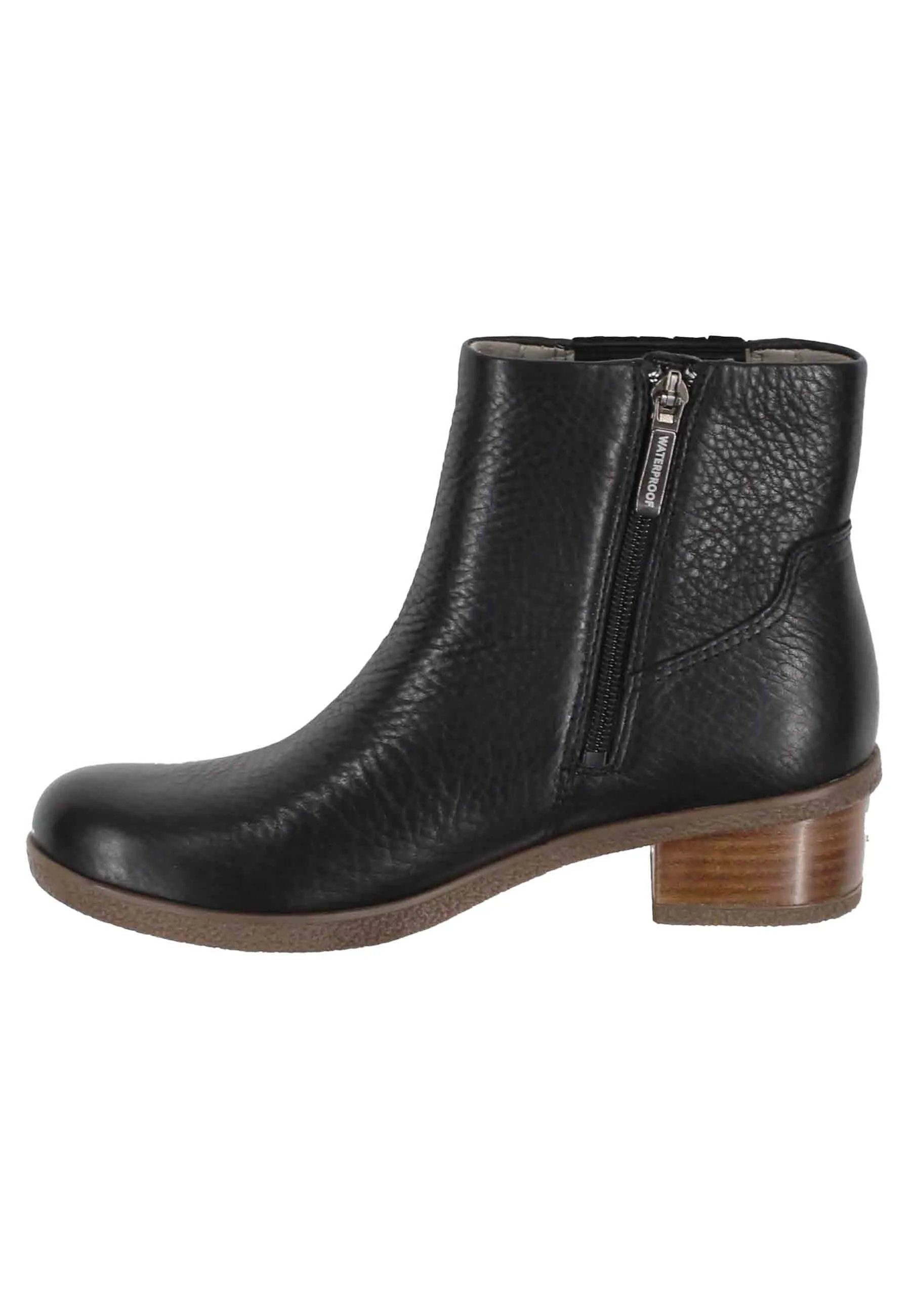 Stivaletti donna whaterproff in pelle nero con suola in gomma