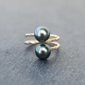 Tahitian Pearl Double Bypass Ring