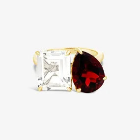 The Deux - Garnet & White Topaz Ring