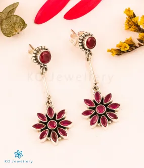 The Shwetala Silver Gemstone Earrings (Red)