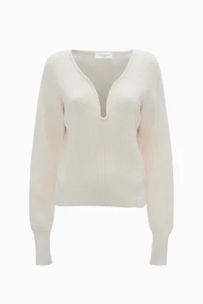 Victoria Beckham Frame Detail Shrunken Jumper - Natural