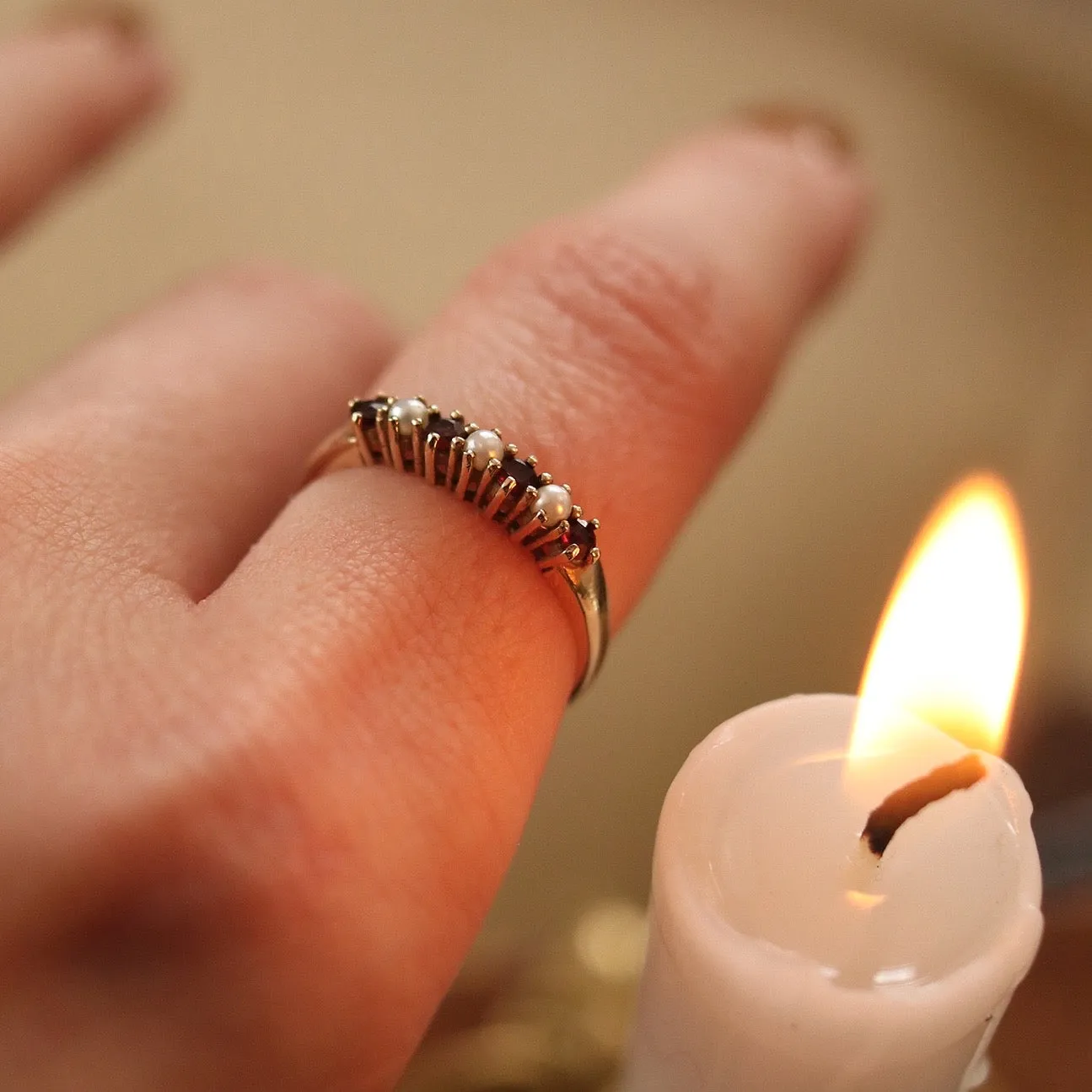 Vintage | Silas Garnet & Pearl Ring