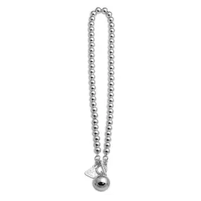 Von Treskow SILVER 8MM BALL NECKLACE WITH CHIME BALL  (50CM Chain)