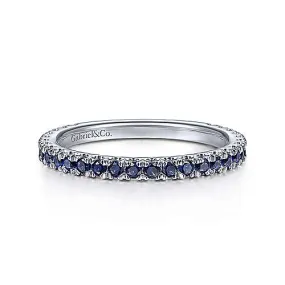 White Gold Blue Sapphire Stackable Ring