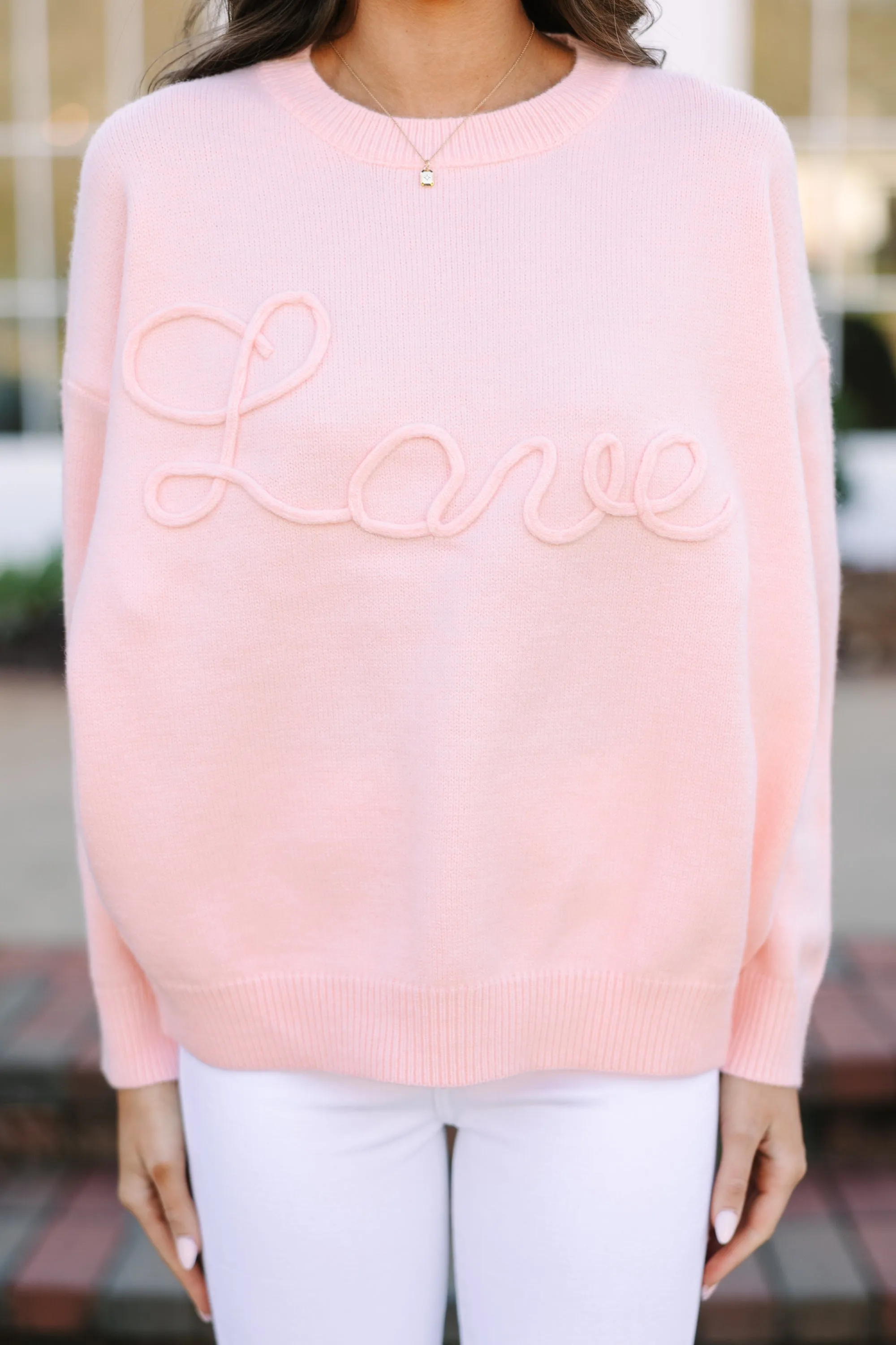 With Love Pink Script Sweater