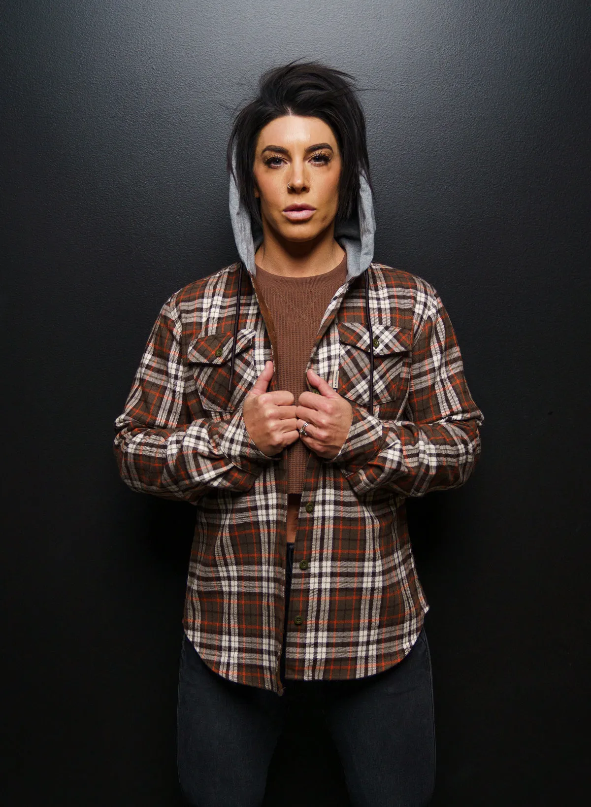 WOMEN'S HOODED FOREVER FLANNEL - ORANGE