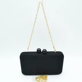 Woven straw clutch bag - black