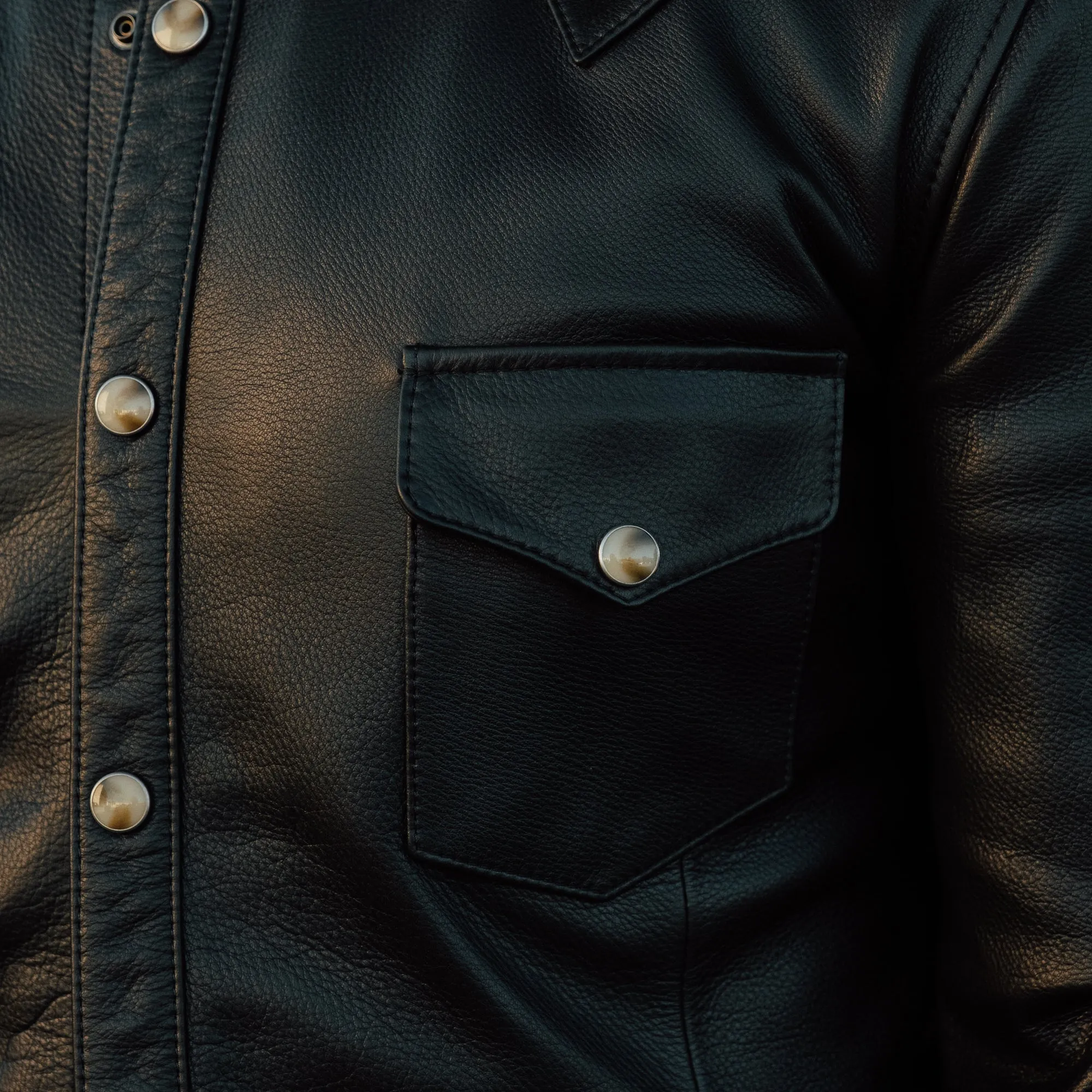 Y'2 Leather SS-13 Oiled Steerhide Western Shirt Black