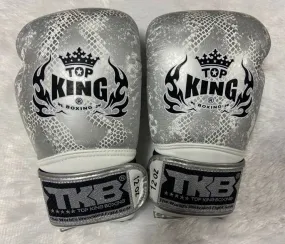 泰拳拳套 Thai Boxing Gloves: Top King Super Snake TKBGSS-02 White(Silver) No Air